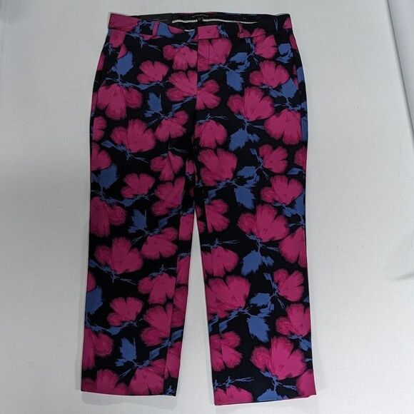 Banana Republic NWT Size 14 Pink Floral Avery Mid Rise Straight Cropped Pant - Picture 1 of 11